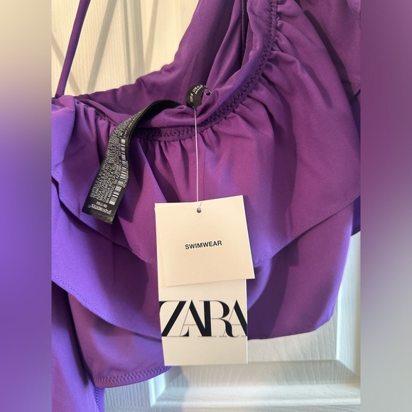 NWT ZARA SWIM Cheeky Purple Ruffle 1 PIECE SM BLOGGER FAVORITE Plunging Neckline - Picture 15 of 16